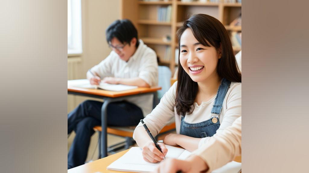 Students learning with teacher